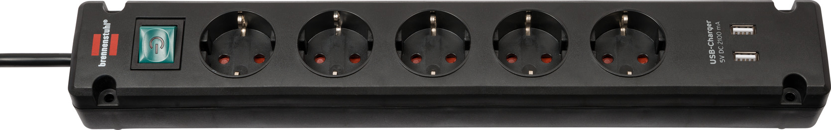 Brennenstuhl 1150660315 Bremounta stekkerdoos met USB - 5-voudig - 3m - H05VV-F 3G1,5 - zwart
