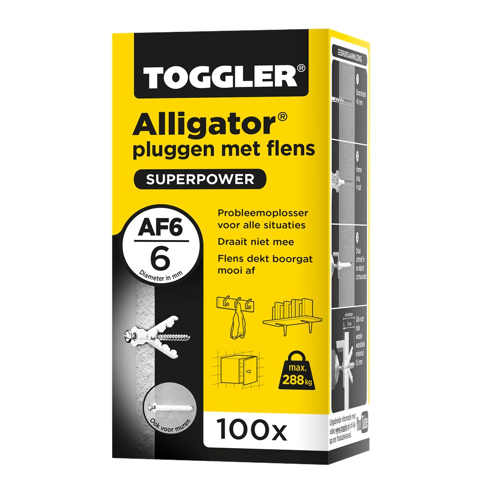 Toggler AF6 - 100 Alligator Plug met flens - 6mm (100st)