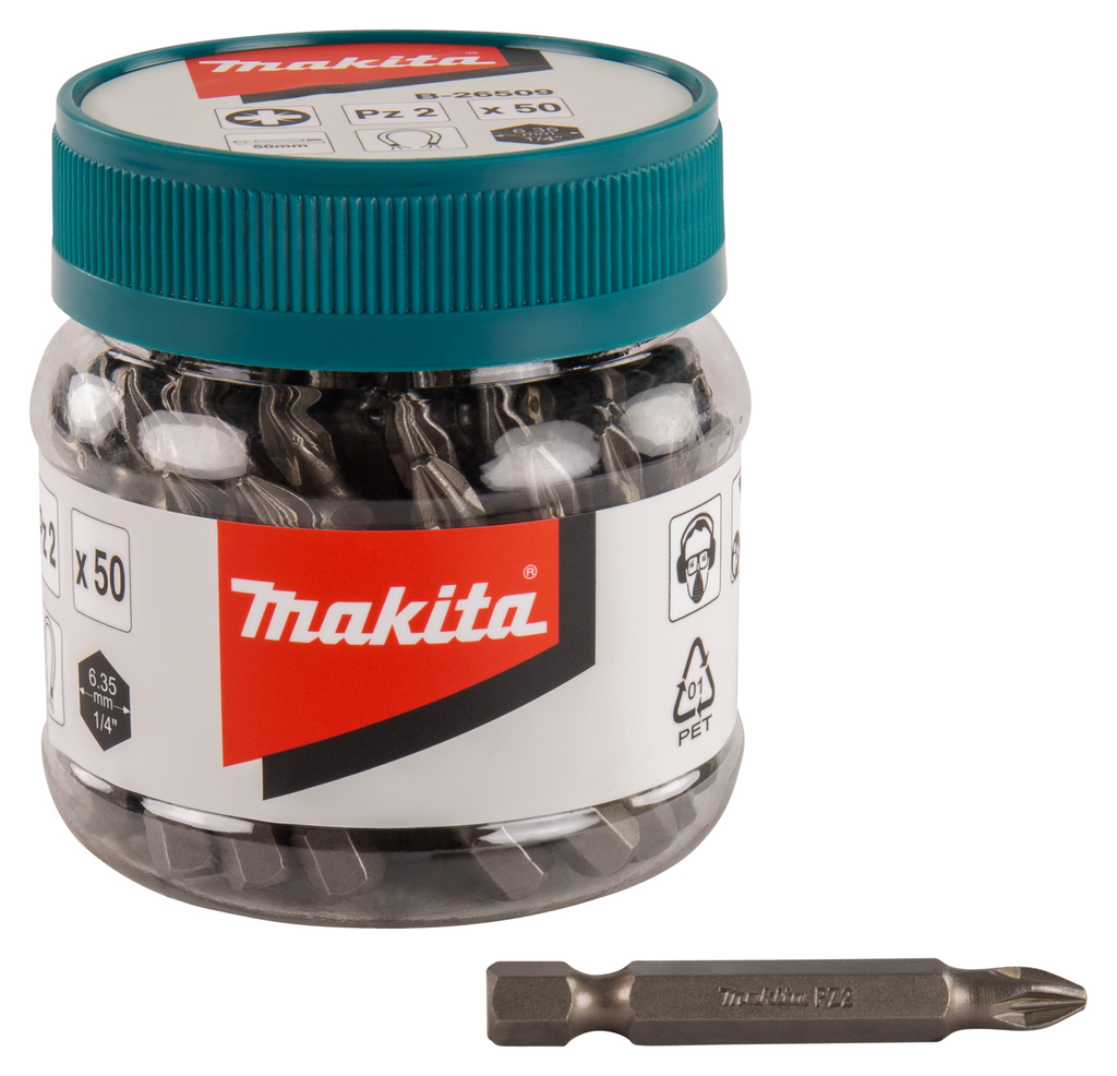 Makita B-26509 Schroefbit PZ2x50mm in pot 50 stuks