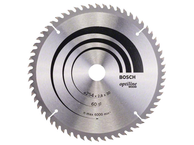Bosch 2608640444 Optiline Cirkelzaagblad - 254 x 30 x 60T - Hout