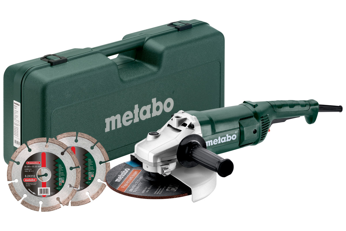 Metabo WE 2200-230 Haakse slijper set incl. 2 slijpschijven in koffer - 2200W - 230mm
