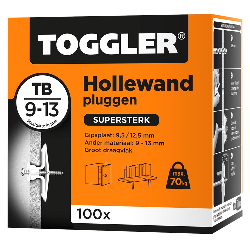 Toggler TB - 100 Hollewand Plug - 9 - 13mm (100st)