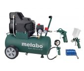 Gereedschapcentrum Metabo Basic 250-24 W OF SET Compressor + LPZ-4 toebehorenset - 1500W - 8 bar - 24L - 100 l/min - 690865000 aanbieding