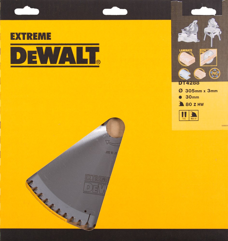 DeWalt DT4288 Extreme Cirkelzaagblad - 305 x 30 x 80T - Hout / Laminaat / Aluminium